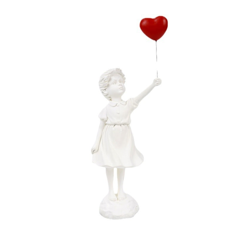 Little Girl With Balloon Art Sculpture Living Room Decorations Decoration Resin