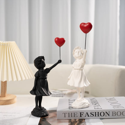 Little Girl With Balloon Art Sculpture Living Room Decorations Decoration Resin